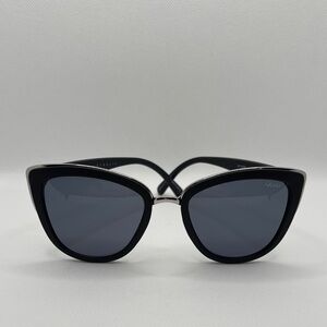 Quay Australia Black And Metal Silver Cat-Eye Sunglasses My Girl Woman